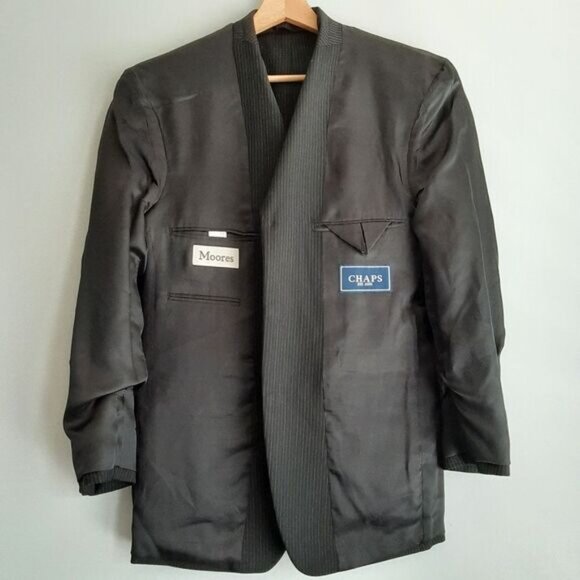 CHAPS / 100% Wool Pinstripe Blazer Jacket Black Men's Sz 36 S - Picture 10 of 13
